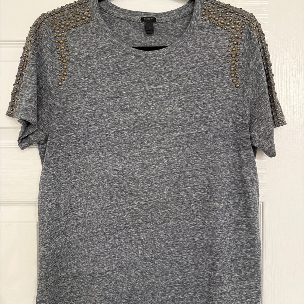 J. Crew Gray Studded Short Sleeve Tee